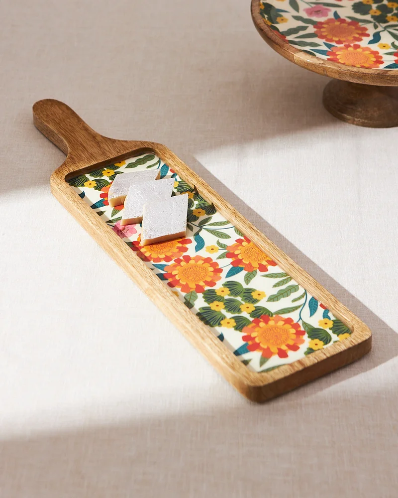 Chumbak Marigold Snack Platter | Wood